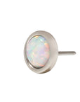 White Rhodium Silver Faux Opal Pin 18g/16g