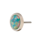 White Rhodium Silver Faux Opal Pin 18g/16g