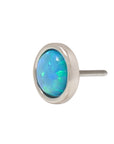 White Rhodium Silver Faux Opal Pin 18g/16g