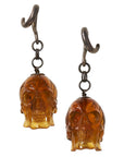 Dominican Amber Skull Dangles