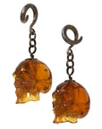 Dominican Amber Skull Dangles