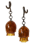 Dominican Amber Skull Dangles