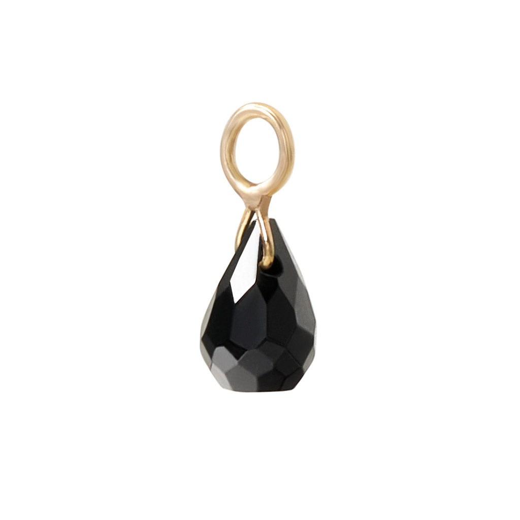 Solid Gold Black Spinel Briolette Charm