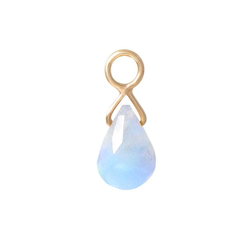 Solid Gold Moonstone Briolette Charm