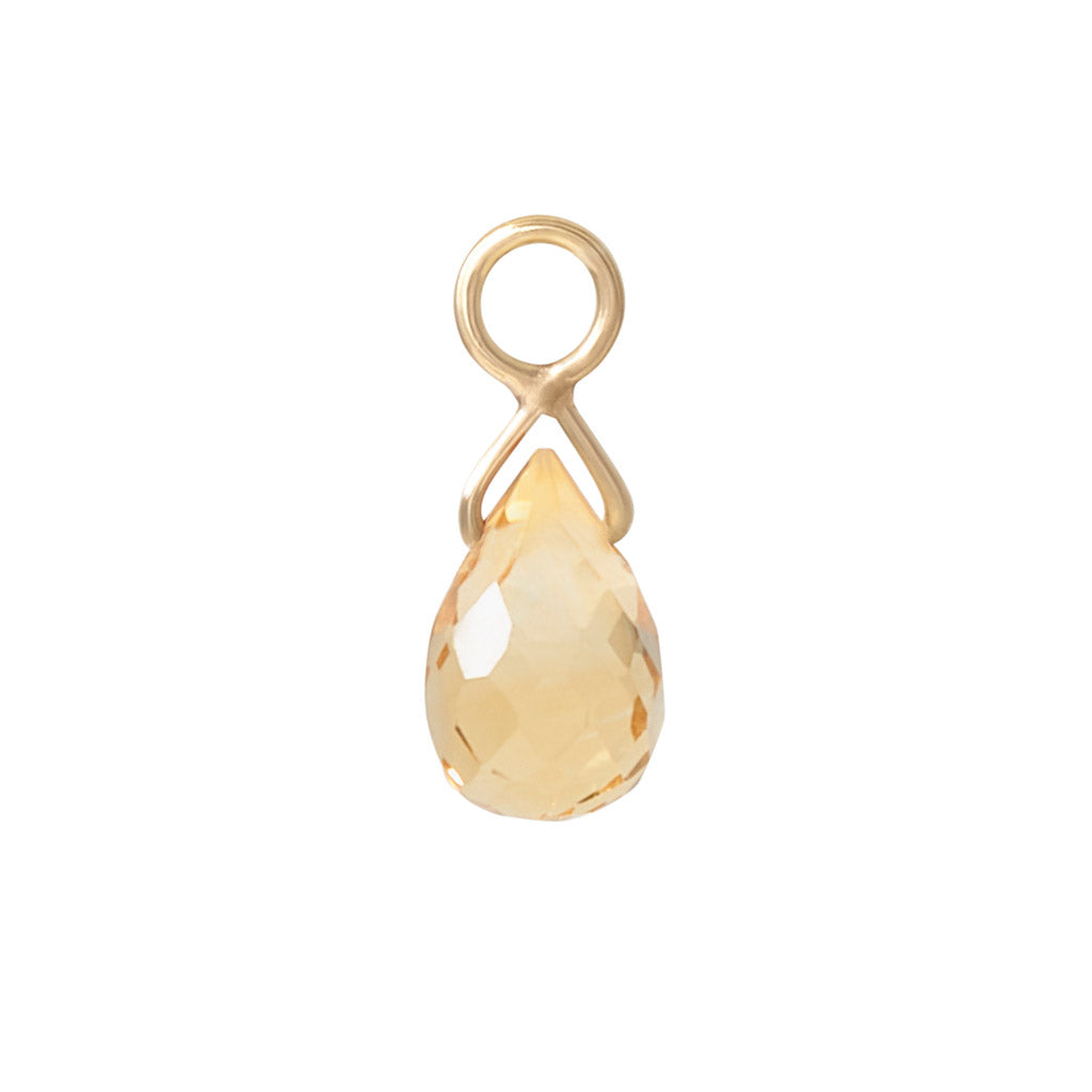 Solid Gold Citrine Briolette Charm