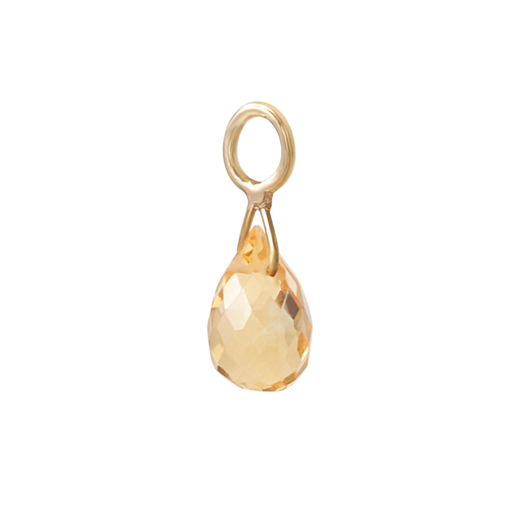 Solid Gold Citrine Briolette Charm