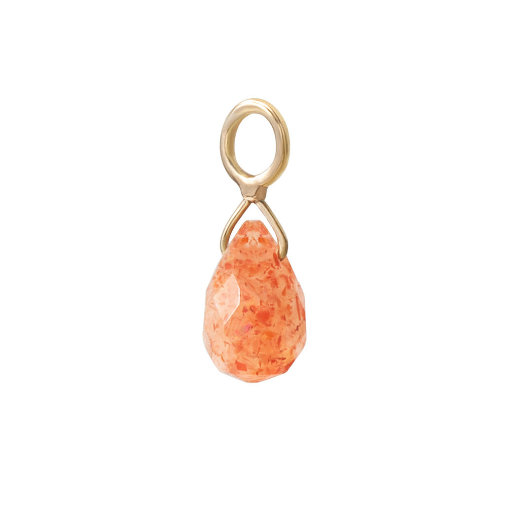 Solid Gold Sunstone Briolette Charm