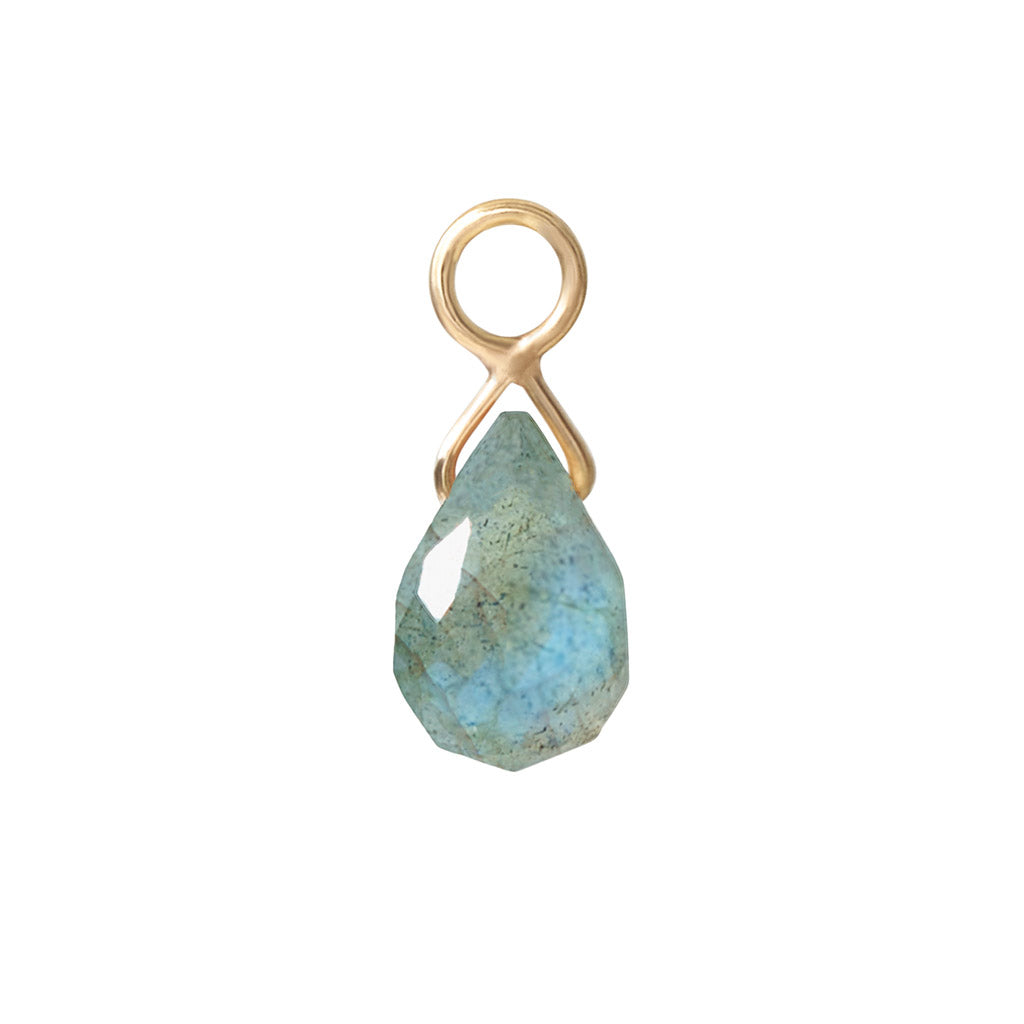 Solid Gold Labradorite Briolette Charm