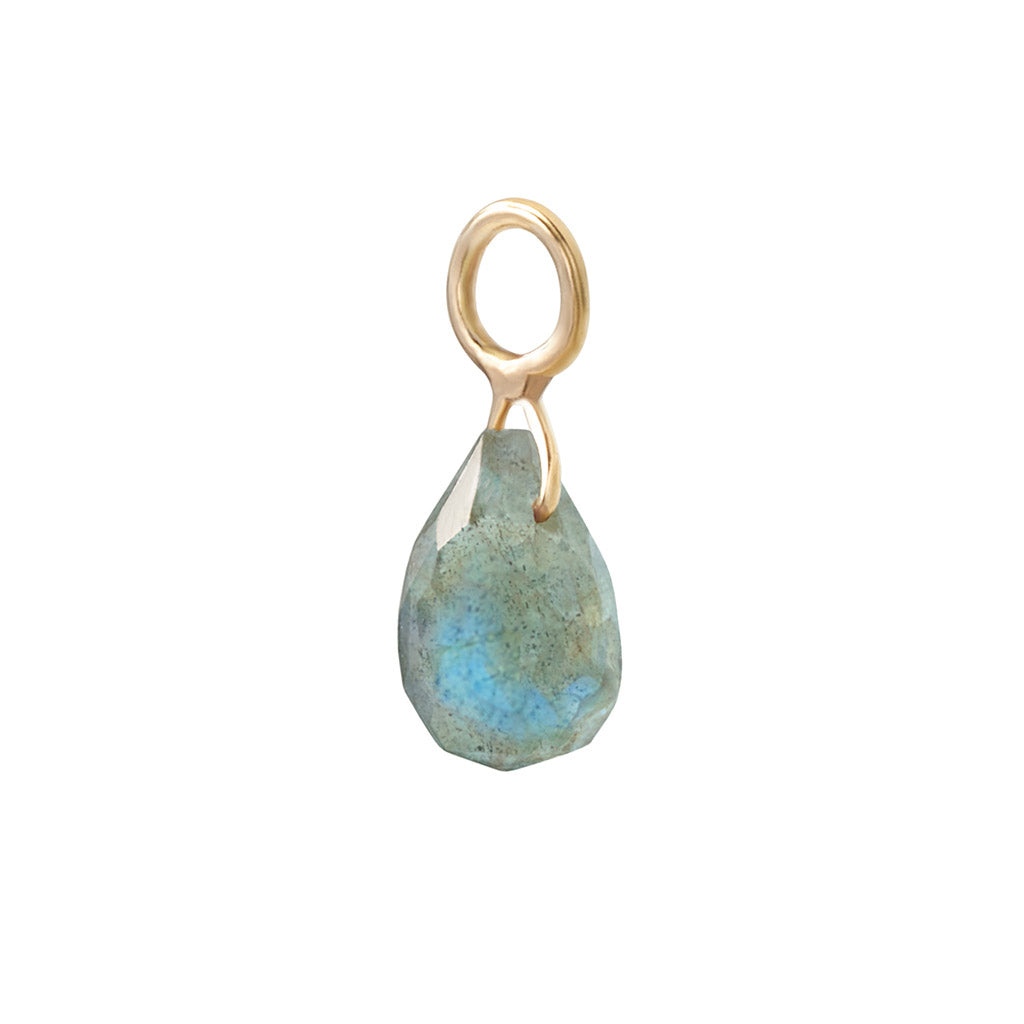 Solid Gold Labradorite Briolette Charm
