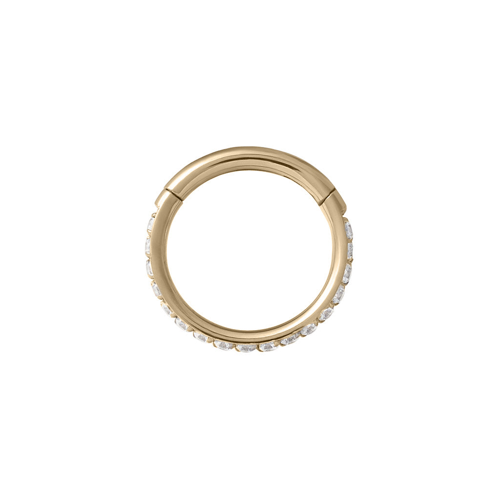 Gold Titanium Clicker - Front Facing Clear CZ (18g)