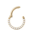 Gold Titanium Clicker - Side Facing Clear CZ (16g)