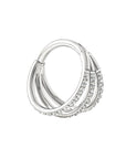 Titanium Triple Row Clicker - Clear CZ (16g)
