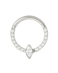 Titanium Marquise Captive Clicker - Clear CZ (16g)