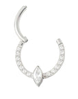 Titanium Marquise Captive Clicker - Clear CZ (16g)