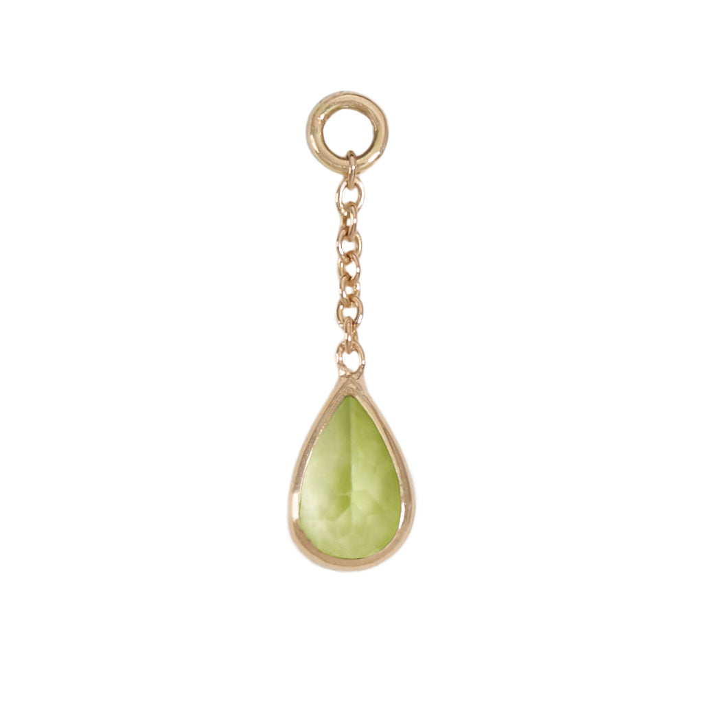 13mm Solid Gold Teardrop Peridot Charm
