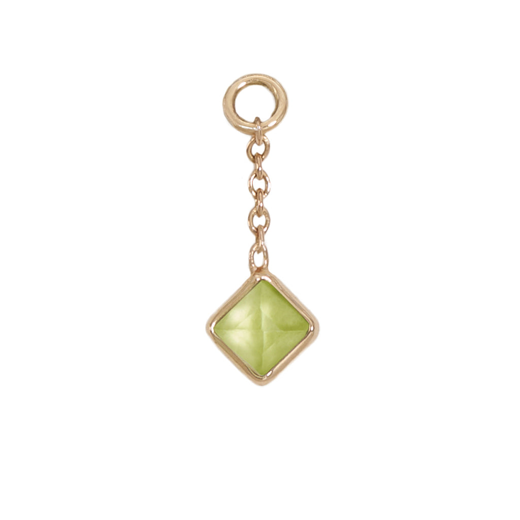12mm Solid Gold Square Peridot Charm