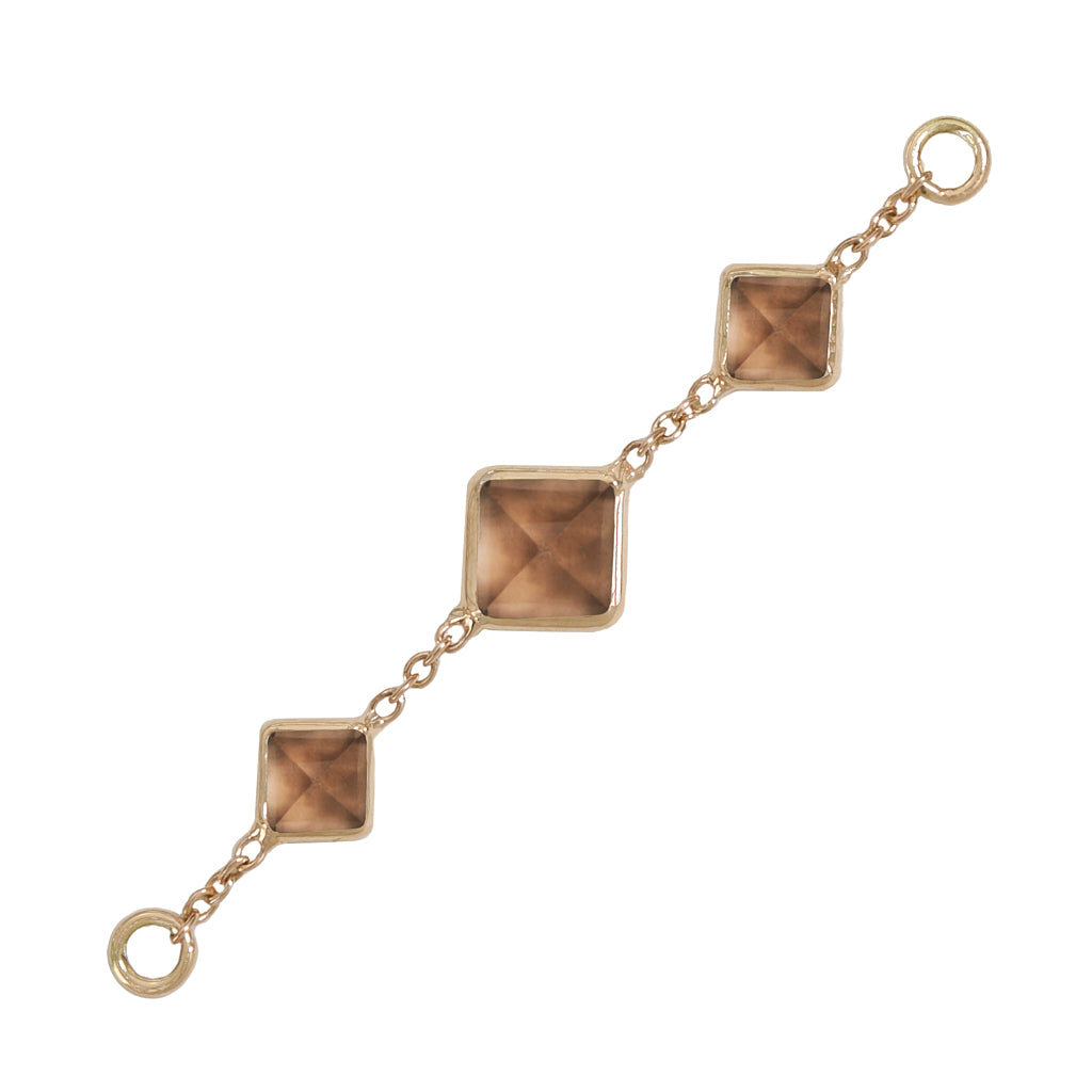 35mm Solid Gold Triple Smoky Topaz Accessory Chain