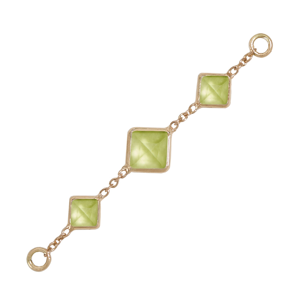 35mm Solid Gold Triple Peridot Accessory Chain