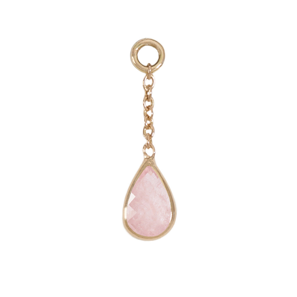 13mm Solid Gold Teardrop Morganite Charm
