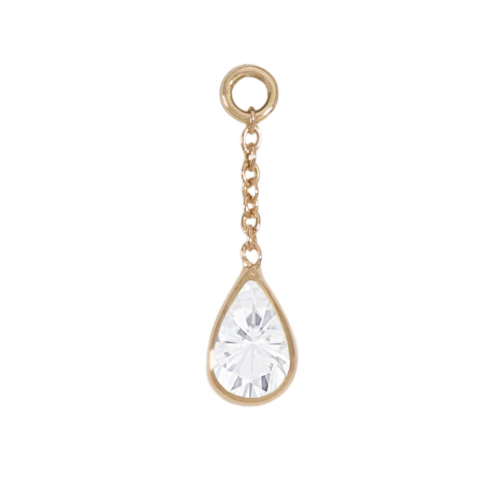13mm Solid Gold Teardrop Moissanite Charm