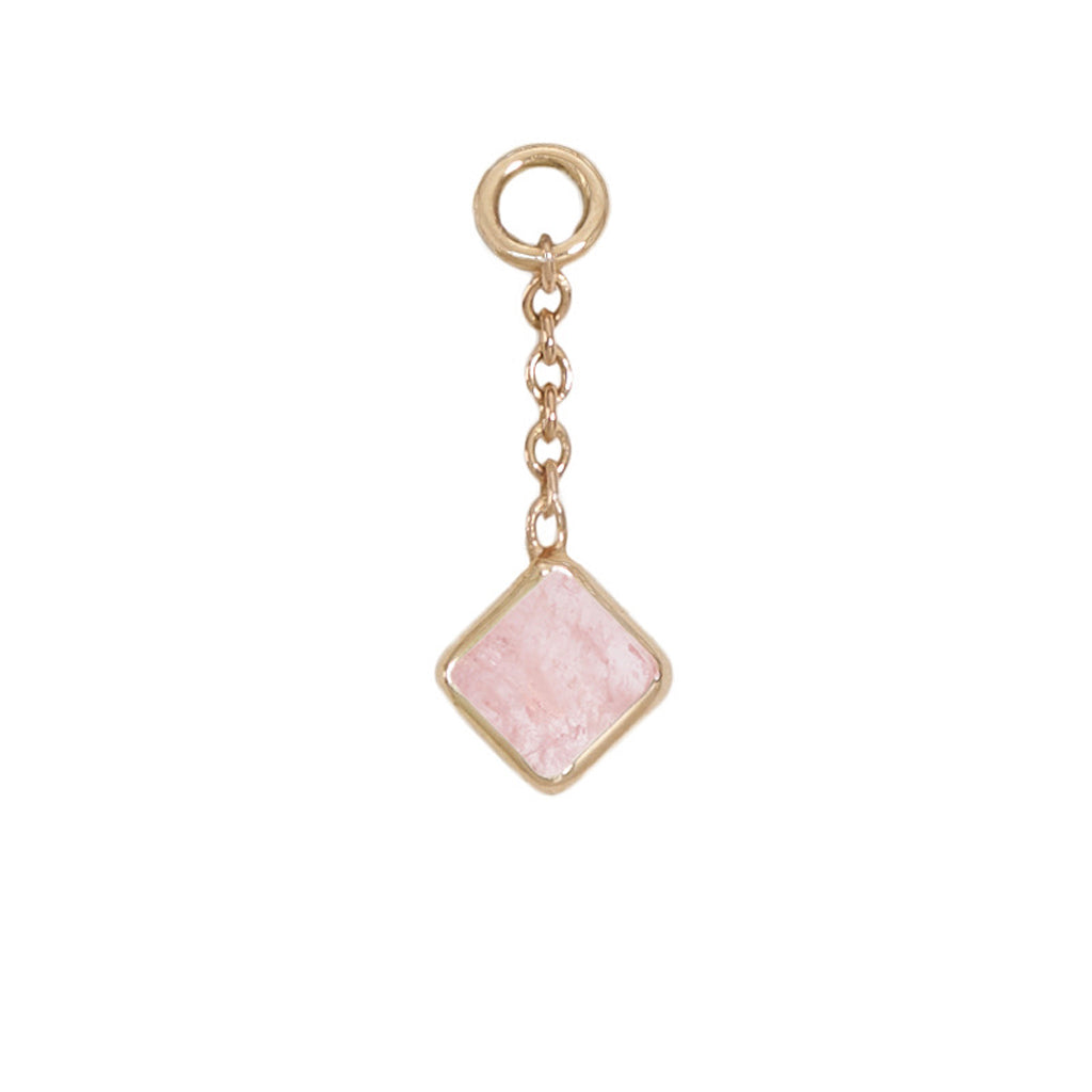 12mm Solid Gold Square Morganite Charm