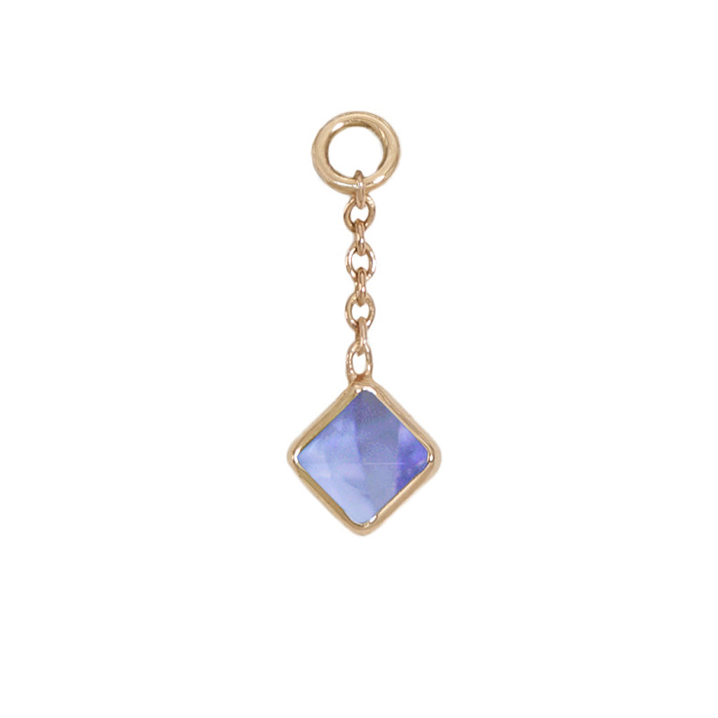 12mm Solid Gold Square Tanzanite Charm