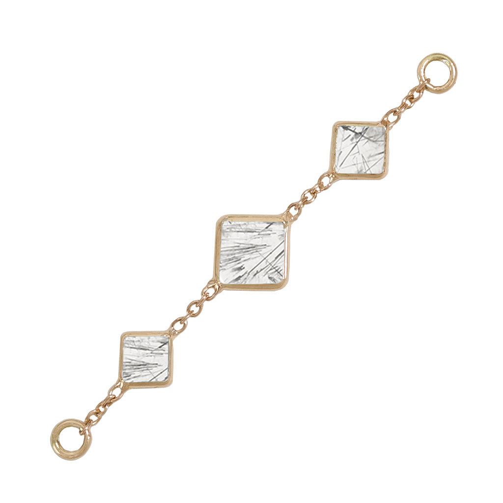 35mm Solid Gold Triple Tourmalated Quartz Accessory Chain