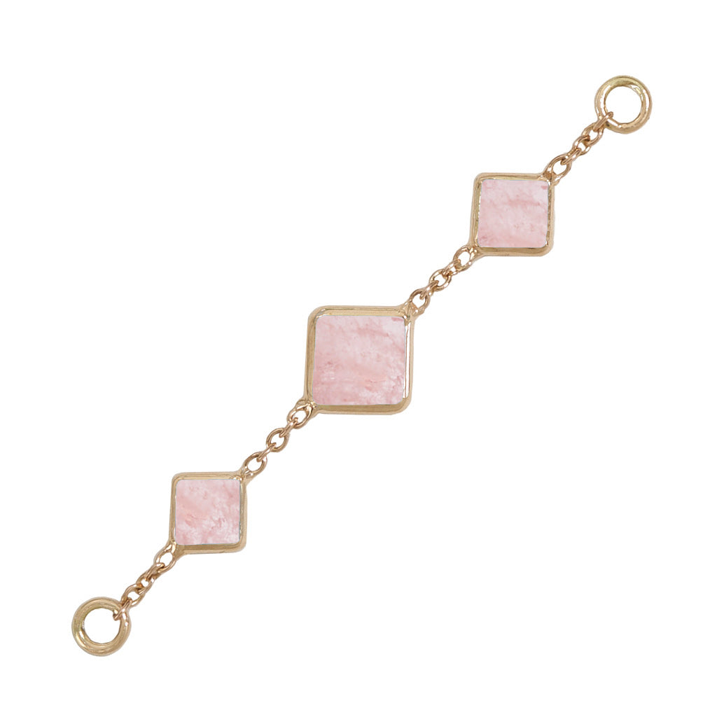 35mm Solid Gold Triple Morganite Accessory Chain