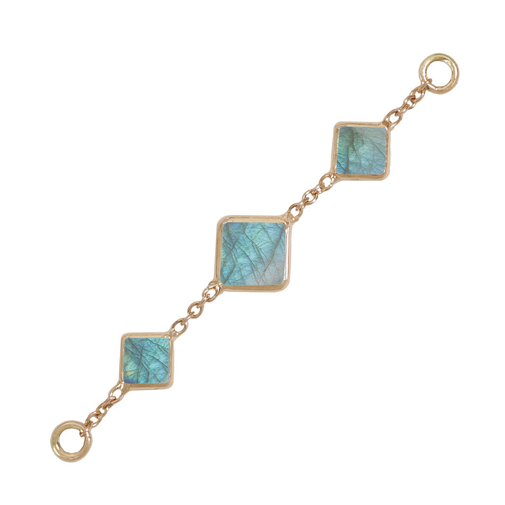 35mm Solid Gold Triple Labradorite Accessory Chain