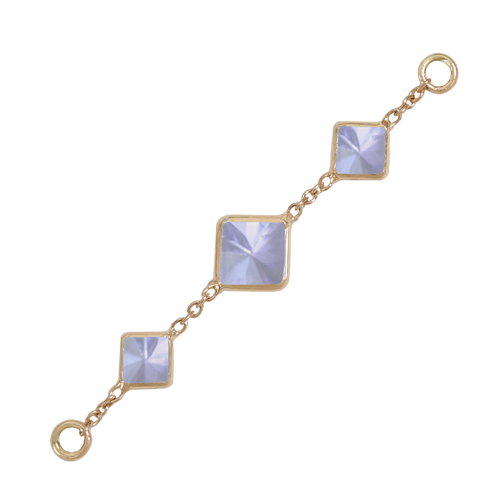 35mm Solid Gold Triple Tanzanite Accessory Chain