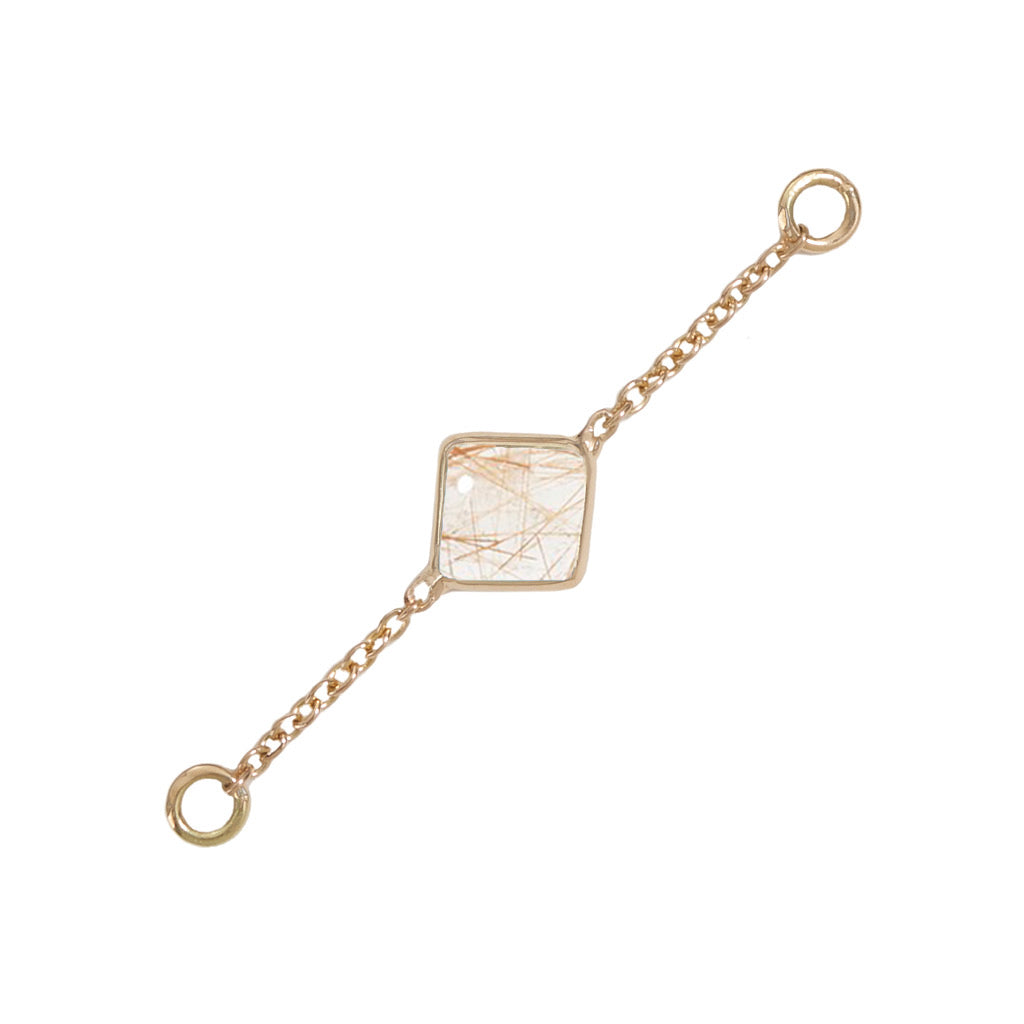 25mm Solid Gold Rutilated Quartz Accessory Chain