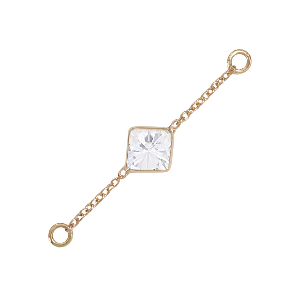 25mm Solid Gold Moissanite Accessory Chain
