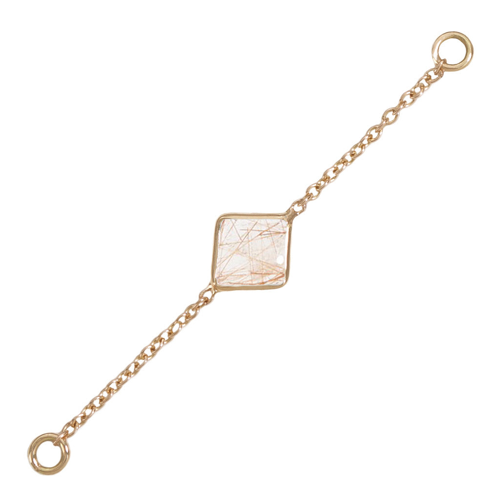 35mm Solid Gold Rutilated Quartz Accessory Chain