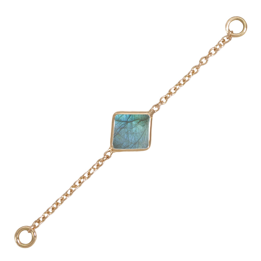 35mm Solid Gold Labradorite Accessory Chain