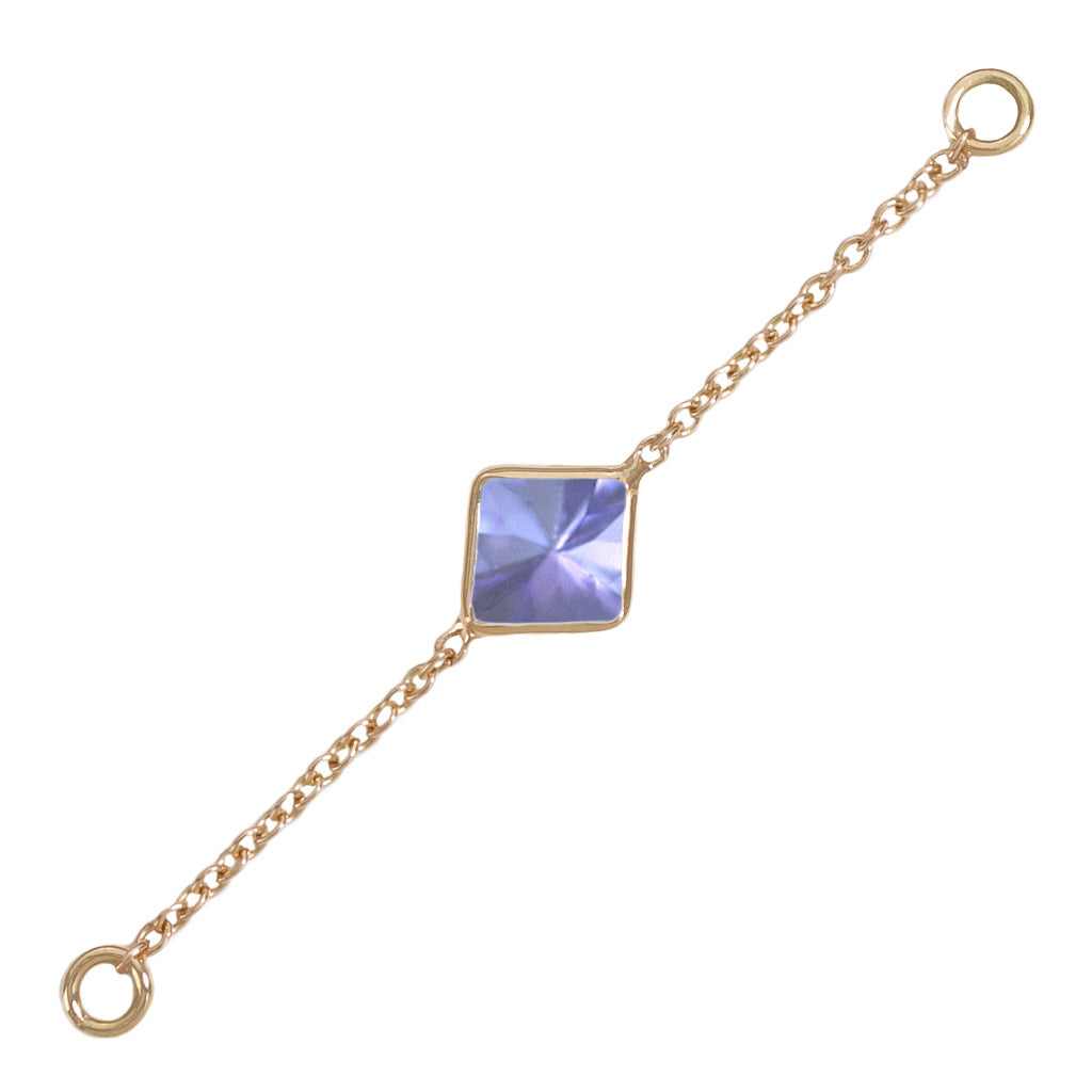 35mm Solid Gold Tanzanite Accessory Chain