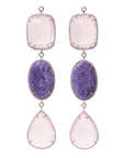 Rose Quartz & Charoite Zircon Pave