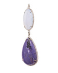 White Moonstone & Charoite Zircon Pave