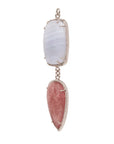 Blue Lace Agate & Strawberry Quartz Zircon Pave