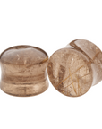 Gold Rutile Quartz B Grade Double Flare Plugs