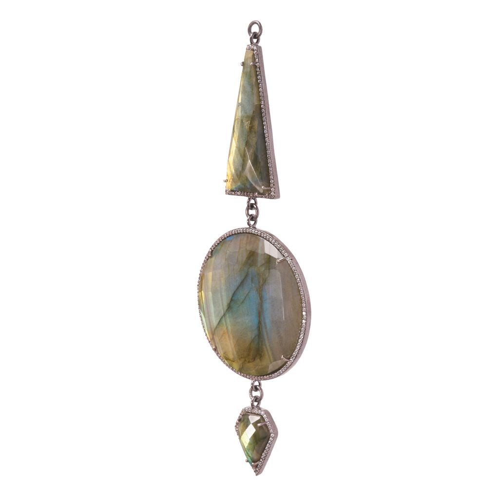 Triple Faceted Labradorite Zircon Pave