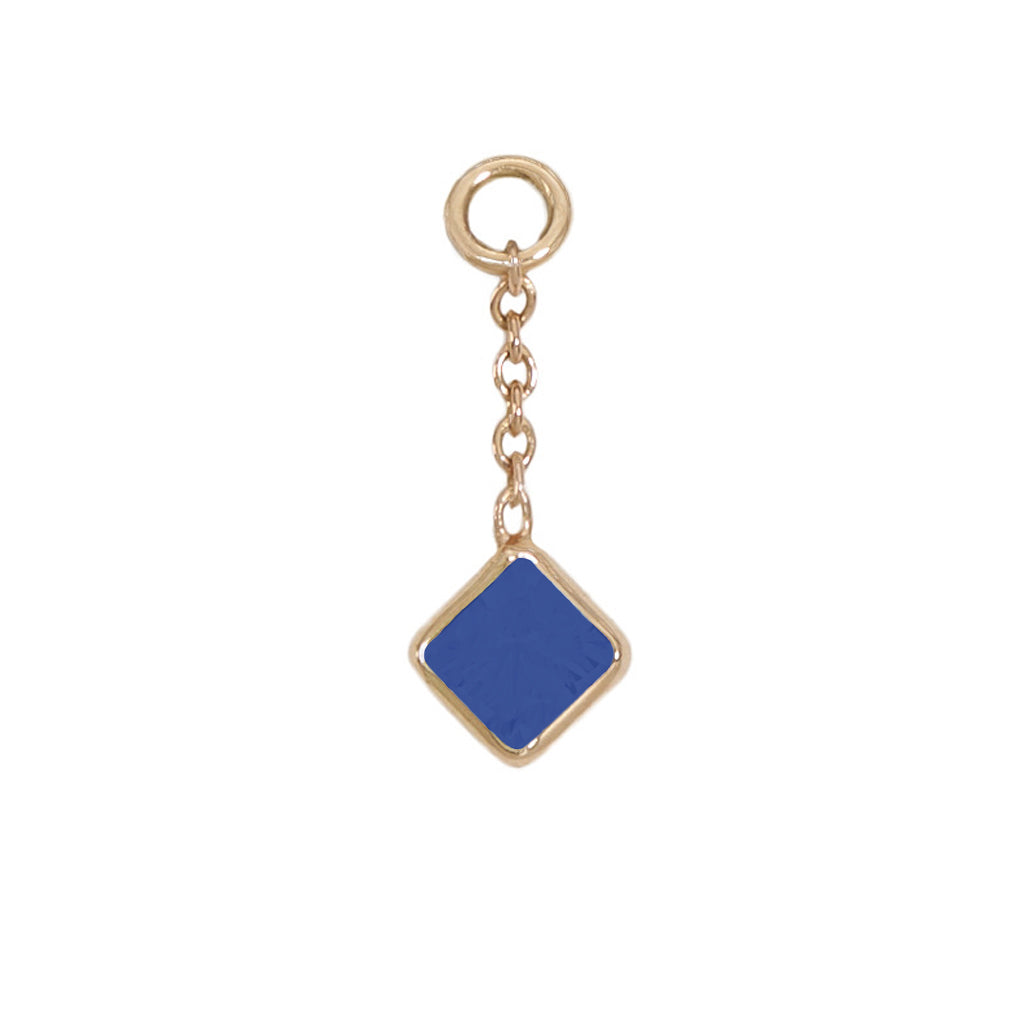 12mm Solid Gold Square Sapphire Charm