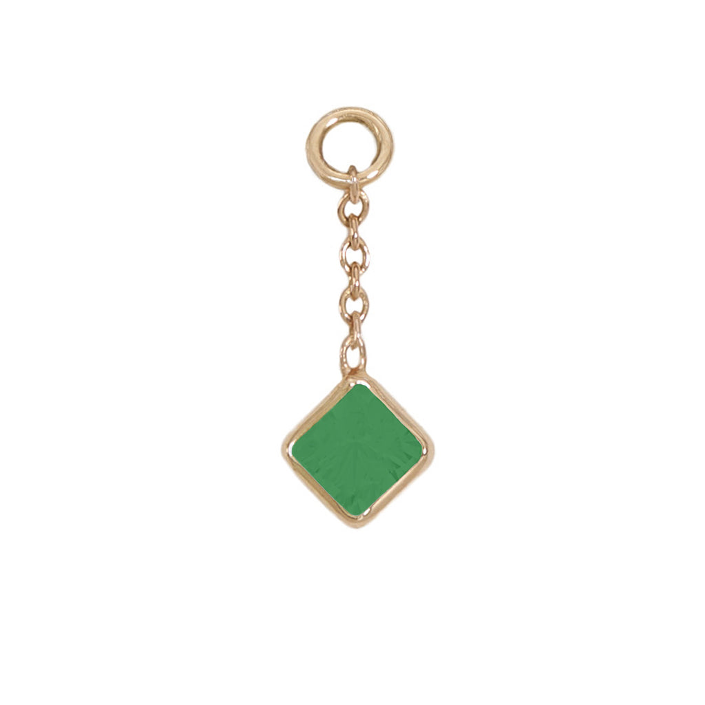 12mm Solid Gold Square Emerald Charm