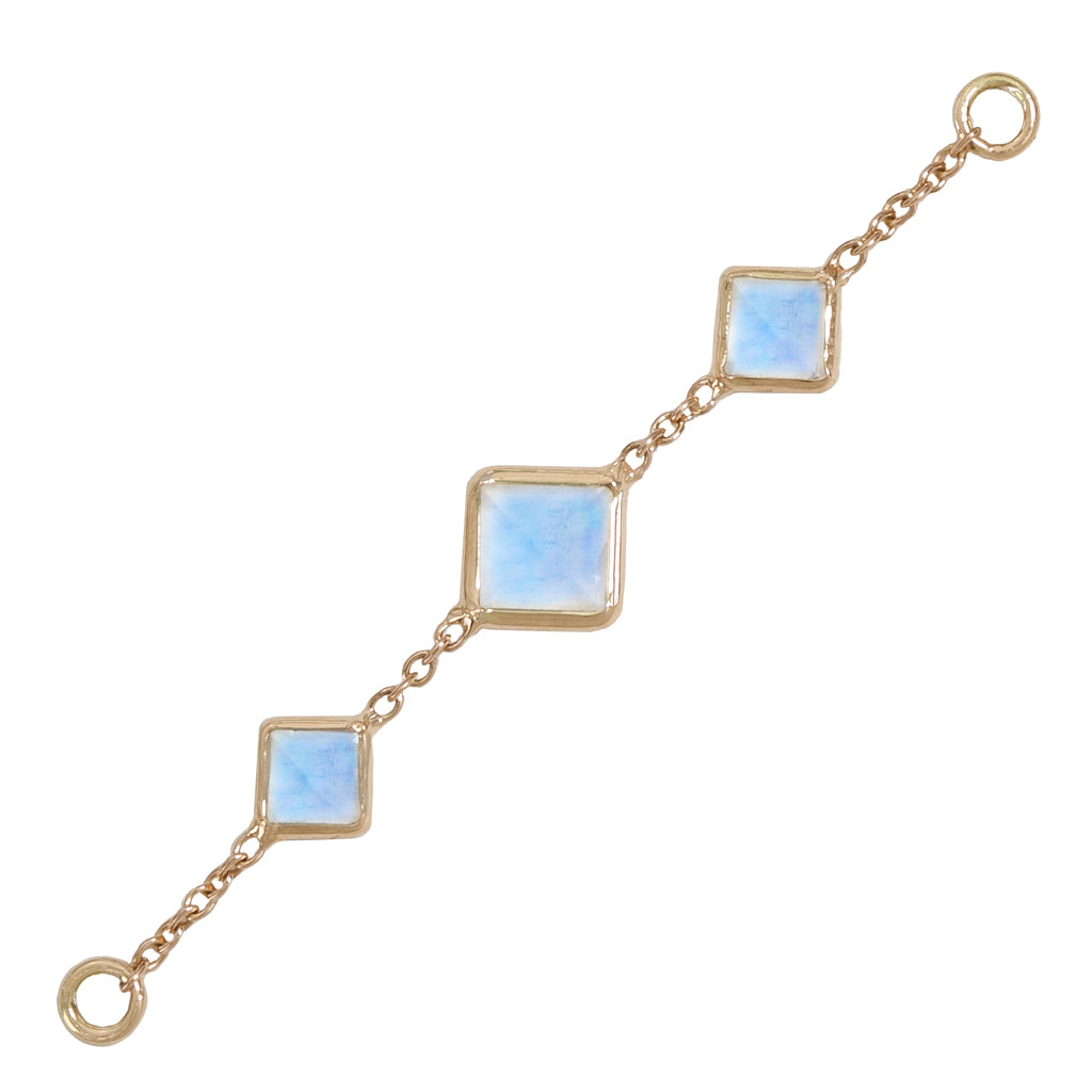 40mm Solid Gold Triple Rainbow Moonstone Accessory Chain
