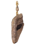 Split Meg Fossil Dangles Adorned with Golden Rutilated Quartz