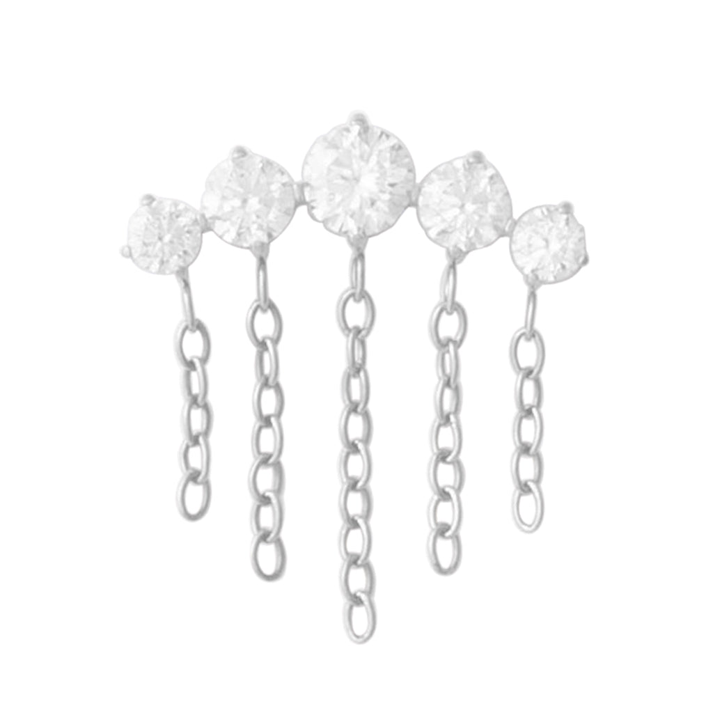 Titanium Four Rounds Straight Chain Threadless End - Clear CZ (18g/16g)