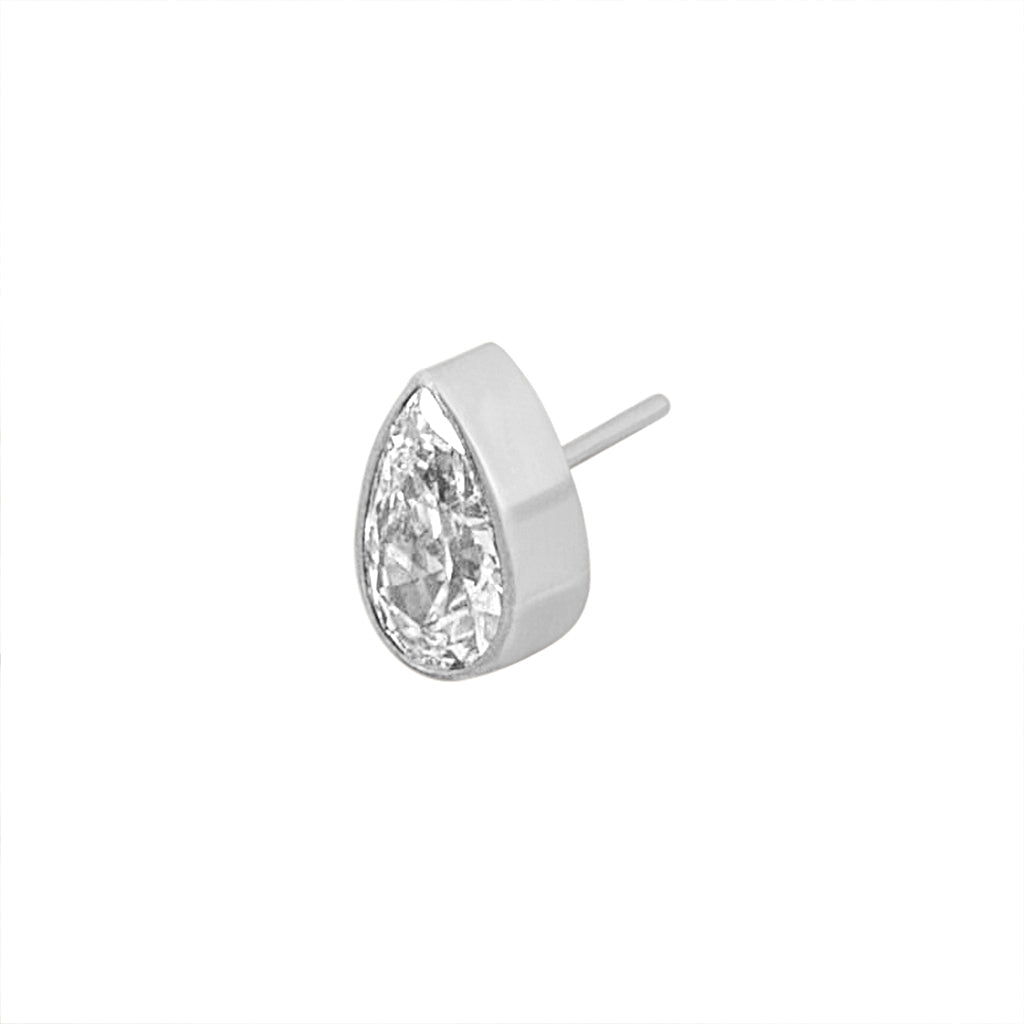 Titanium Teardrop Threadless End - Clear CZ - 3 sizes available (18g/16g)