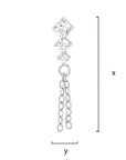 Titanium Three Stone Whip Threadless End - Clear CZ (18g/16g)