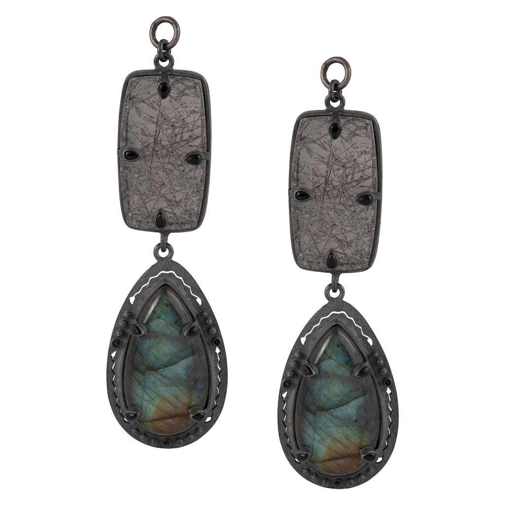 OXSS Faceted Labradorite, Tourmalated Quartz
