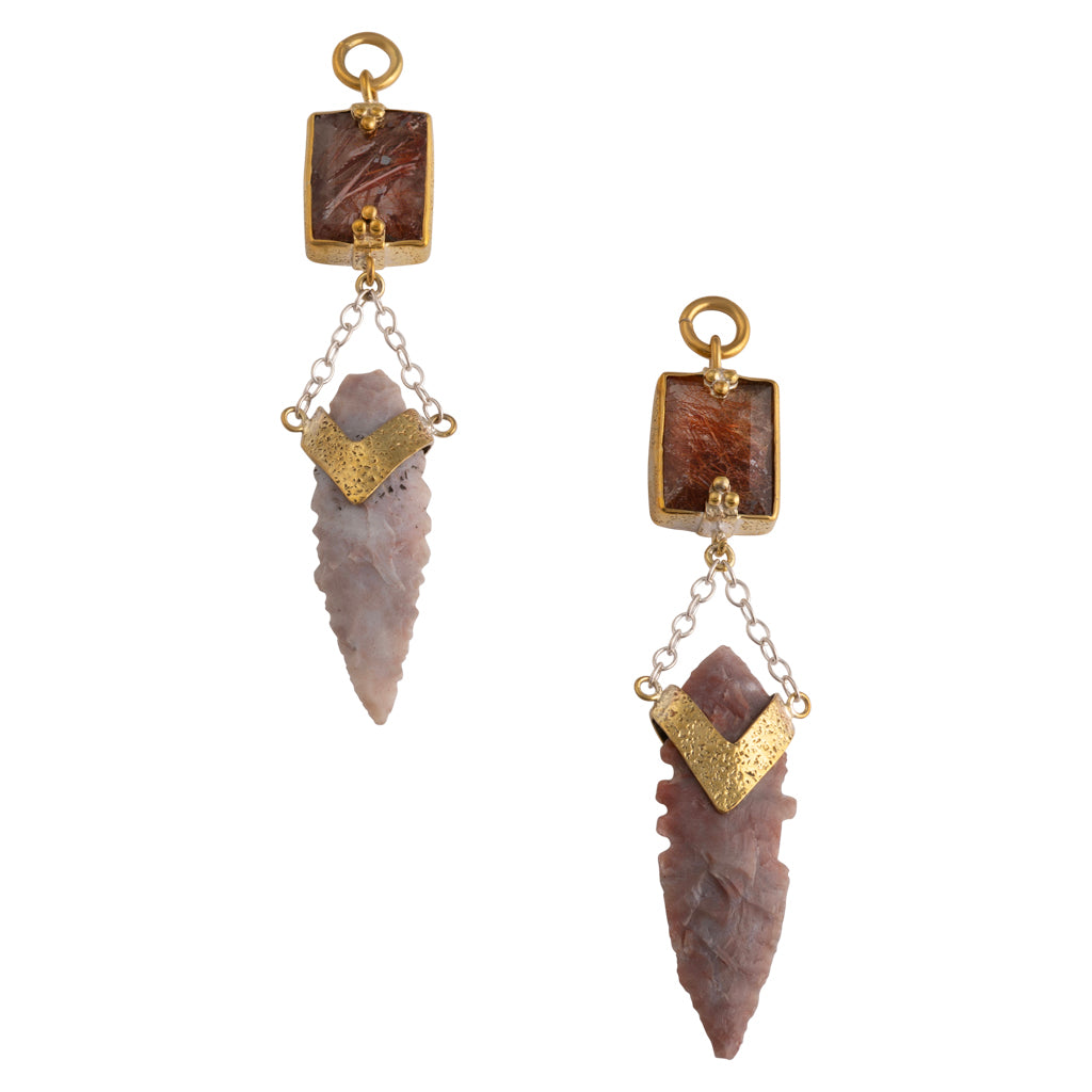 Copper Rutilated Quartz Neolithic Arrowhead