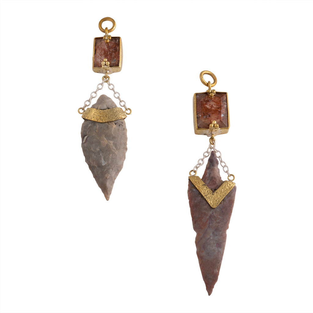 Copper Rutilated Quartz Neolithic Arrowhead